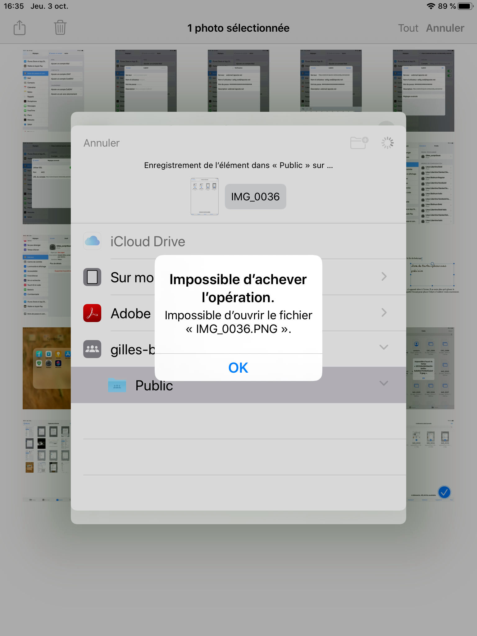 Erreur de transfert sur réseau Erreur de transfert sur réseau