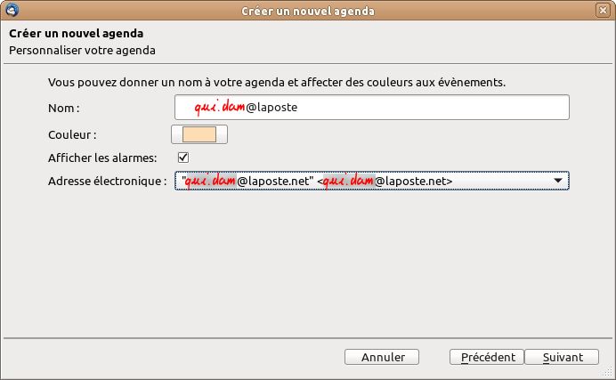 Personnalisation de l'agenda