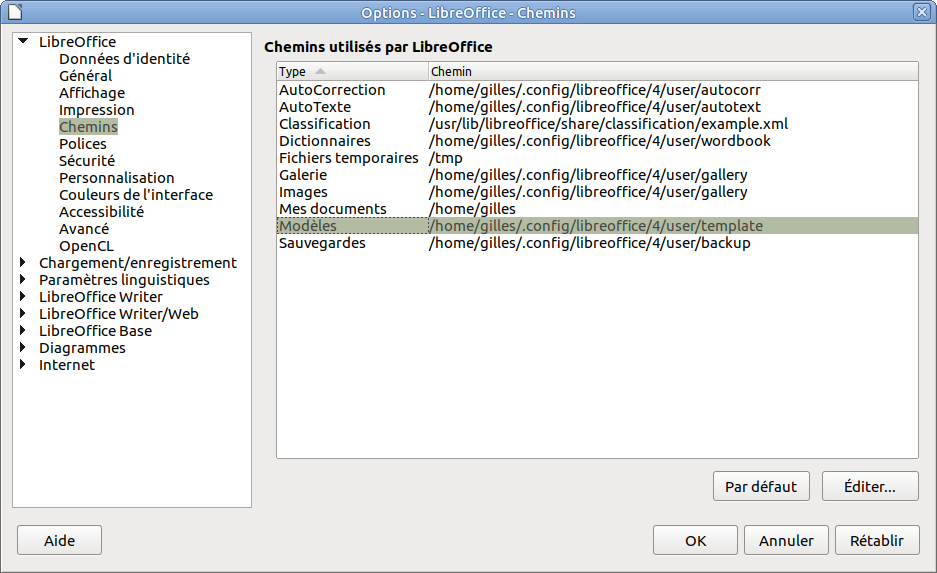 Option chemins