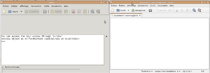 apparence de gedit et pluma 1