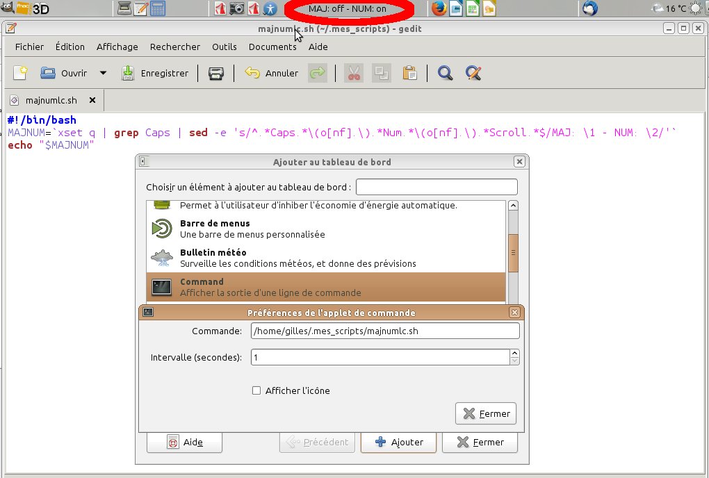 utilitaire montrant CapsLock et NumLock