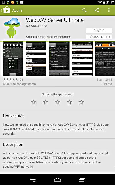 Application Android WebDAV Server Ultimate