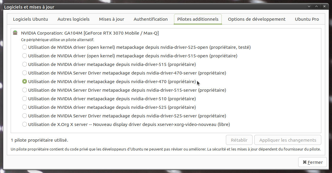 Pilotes Nvidia