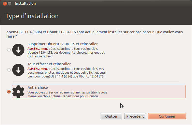 options pour installation