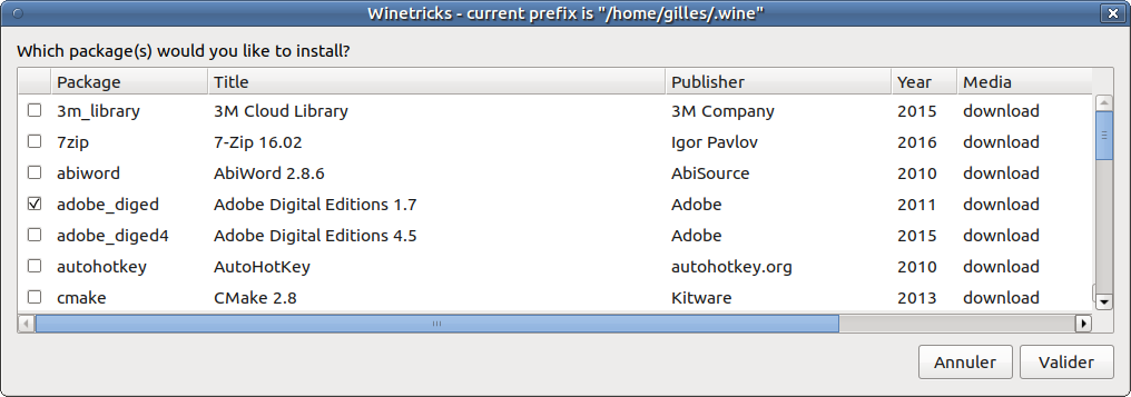 Winetricks - Installer ADE