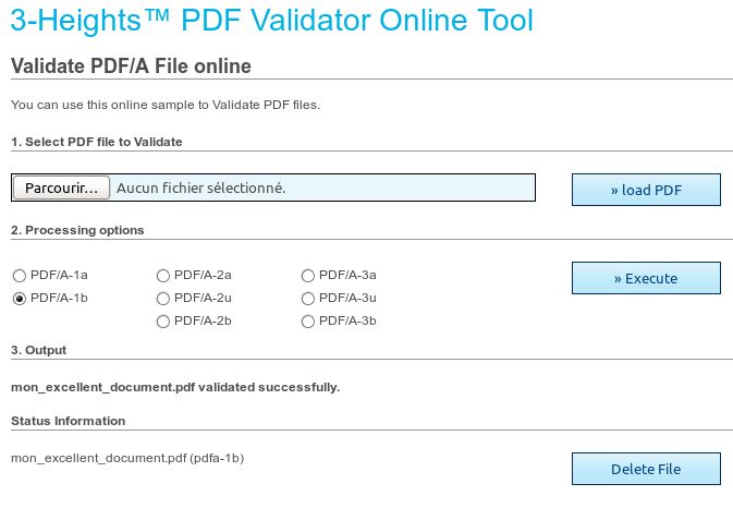 validation du format PDF