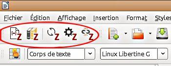 barre d'outils dans LibreOffice